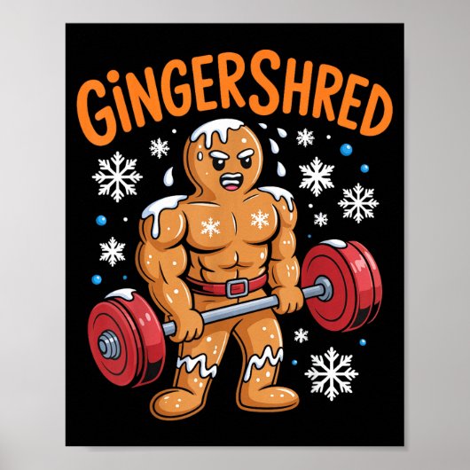 Poster Gingershred Christmas Gym Workout Funny Gingerbrea (Devant)