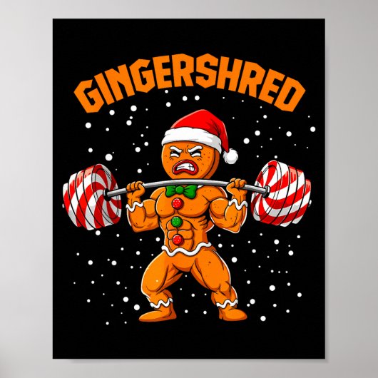 Poster Gingershred Funny Gingerbread Man Gym Bodybuilding (Devant)