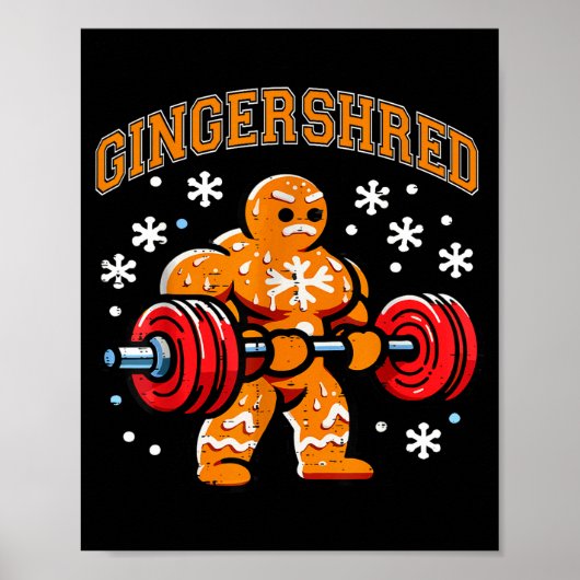 Poster Gingershred Funny Gingerbread Man Gym Bodybuilding (Devant)
