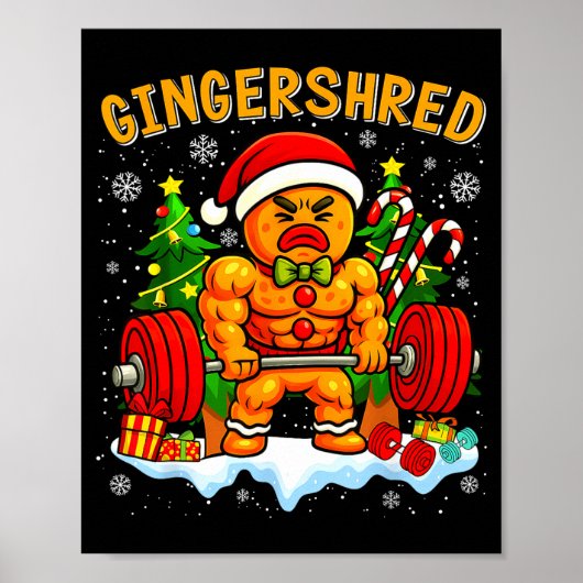 Poster Gingershred Funny Gingerbread Man Gym Bodybuilding (Devant)