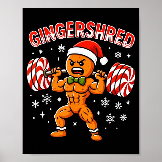 Poster Gingershred Funny Gingerbread Man Gym Bodybuilding (Devant)