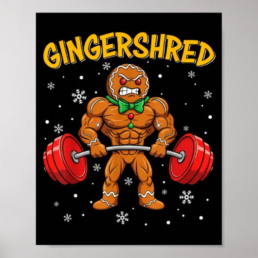 Poster Gingershred Funny Gingerbread Man Gym Bodybuilding (Devant)