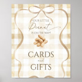 Poster Gingham Beige Neutre Cadeau de Naissance Bébé Caca (Devant)
