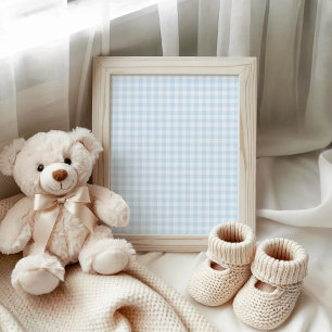 Poster Gingham Bleu Pastel et Blanc