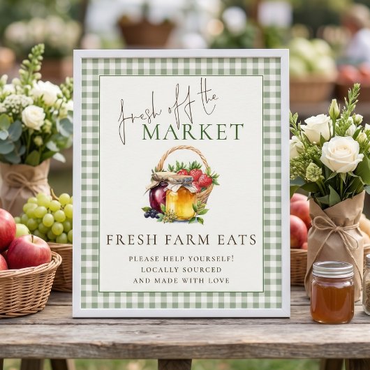 Poster Gingham Frais du marché Ferme Panneau Enterrement