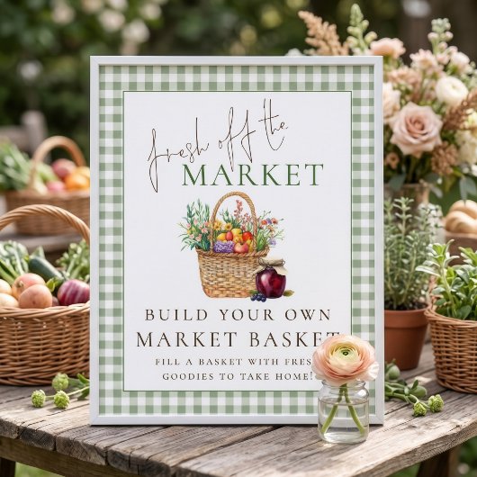 Poster Gingham Frais du Panneau du Marché Cadeaux de Mari