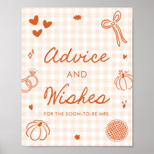 Poster Gingham Orange Automnal Conseils et Vœux Dessinés