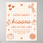 Poster Gingham Orange Automnal Dessiné à la Main Combien (Devant)
