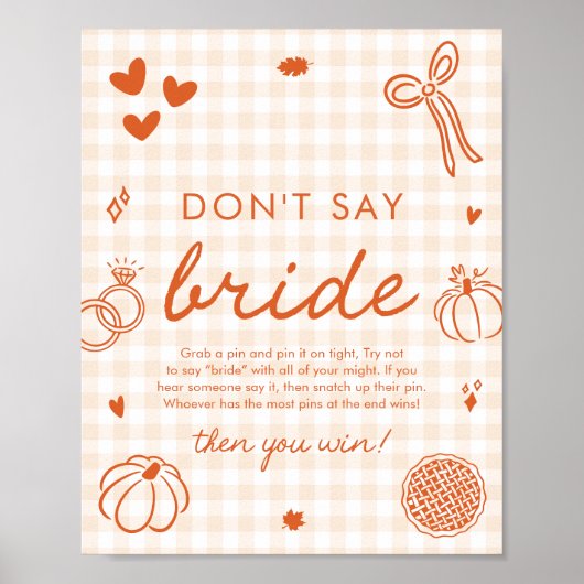 Poster Gingham Orange d'Automne Dessiné à la Main Ne dite (Devant)