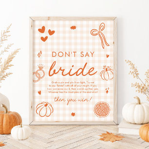 Poster Gingham Orange d'Automne Dessiné à la Main Ne dite