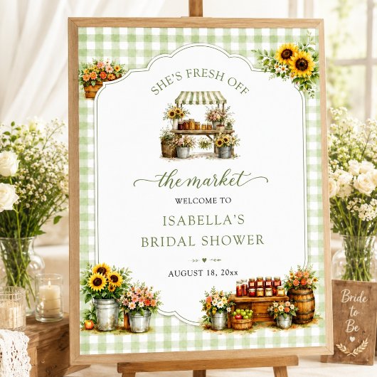Poster Gingham Vert Rustique Elle est fraîche sur le marc