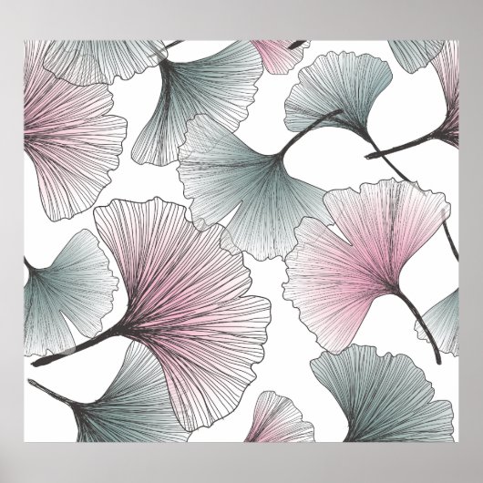 Poster Gingko biloba dessiné à la main. (Devant)