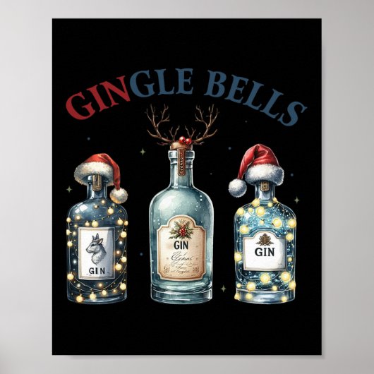 Poster Gingle Bells Funny Gin Gin Bells Christmas Tree Me (Devant)