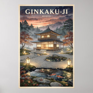 Poster Ginkaku-ji Kyoto Voyage Rétro