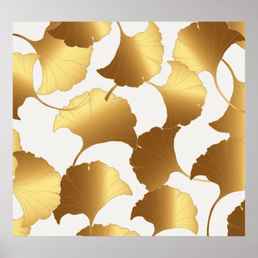 Poster Ginkgo Gold : Design Vintage de luxe. (Devant)