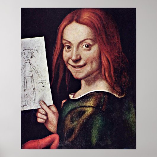 Poster Giovanni Francesco Caroto - garçon avec dessin (Devant)