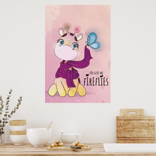 Poster Girafe à l'aquarelle (Cuisine)