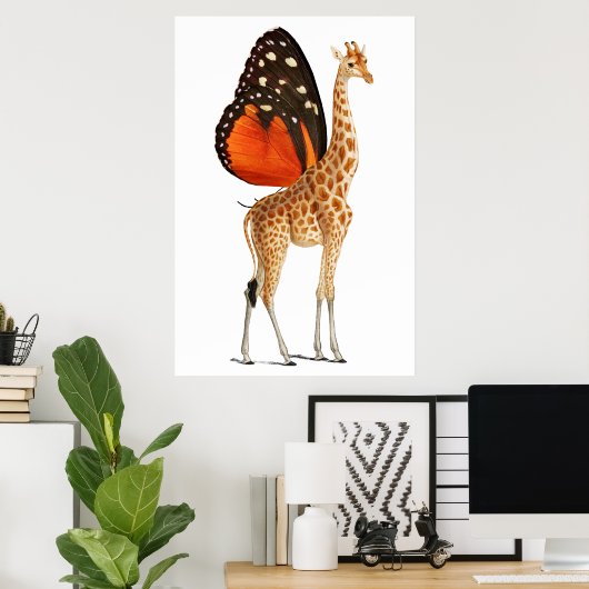 Poster Girafe à papillon (Bureau à domicile)