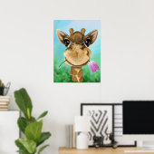 Poster Girafe adorable à la fleur (Bureau à domicile)