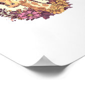 Poster Girafe adorable entouré de fleurs _7 (Coin)
