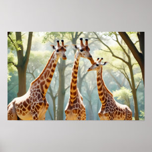 Poster Girafe Animal Nature Faune Affection Tendresse
