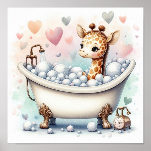 Poster Girafe au bain moussant (Devant)