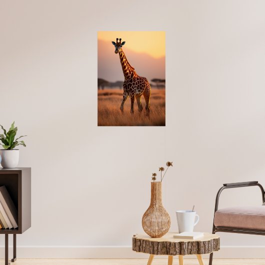 Poster Girafe au coucher du soleil - Illustration de la f (Salon 3)