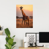 Poster Girafe au coucher du soleil - Illustration de la f (Bureau à domicile)