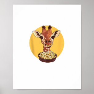 Poster Girafe au popcorn dessin animé humour animal