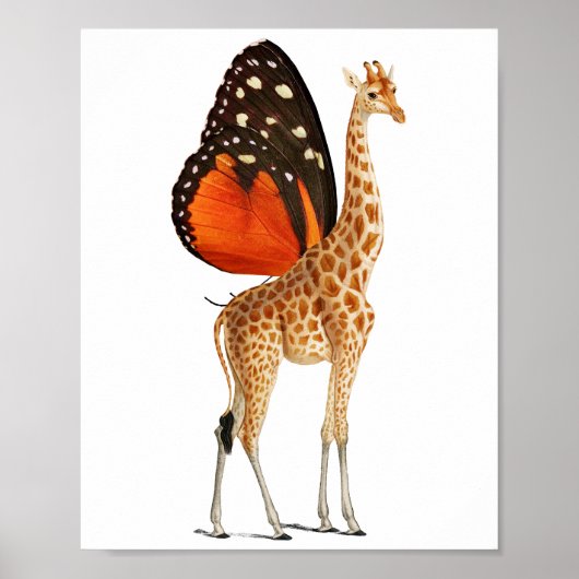 Poster girafe aux ailes de papillon (Devant)