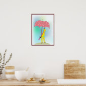 Poster girafe avec parapluie (Cuisine)