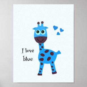 Poster Girafe bleu