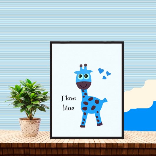 Poster girafe bleue