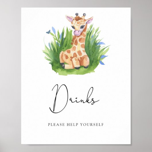 Poster Girafe - Boissons servez-vous (Devant)
