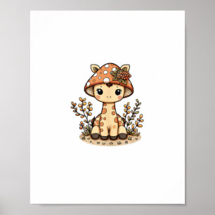 Poster Girafe Cottagecore Champignon