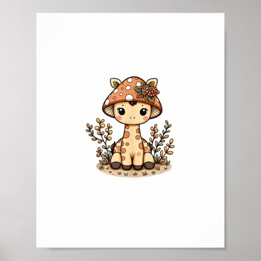 Poster Girafe Cottagecore Champignon (Devant)