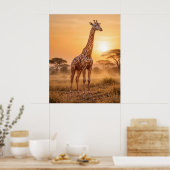 Poster Girafe de cuivre Coucher de soleil (Cuisine)