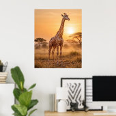 Poster Girafe de cuivre Coucher de soleil (Bureau à domicile)