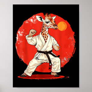 Poster Girafe de kickboxing arts martiaux karaté jiu-jits