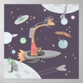 Poster Girafe de l'espace pour bébé garçon. Crèche d'enfa (Devant)
