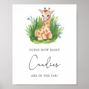 Poster Girafe - Devinez combien de bonbons