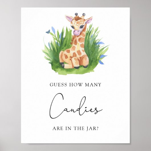 Poster Girafe - Devinez combien de bonbons (Devant)