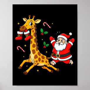 Poster Girafe Drôle Bottes de Noël Père Noël Femmes M