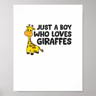 Poster Girafe Drôle Juste un Garçon qui Aime les Girafes