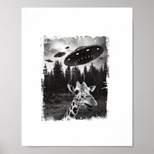 Poster Girafe Drôle UFO Zoo Animal Étrange Mème Graphique