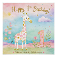 Girafe Fantaisiste Premier Anniversaire Merveilleu