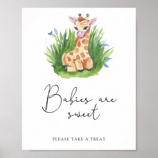 Poster Girafe - les bébés sont mignons (Devant)