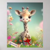Poster Girafe Mignonne dans le Jardin Art Personnalisé po (Devant)