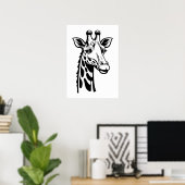 Poster Girafe Minimaliste Noir et Blanc (Bureau à domicile)