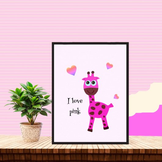 Poster girafe rose